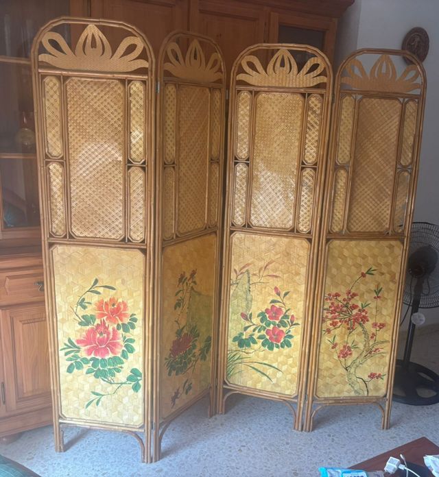 Biombo bambú años 60 - 4 paneles