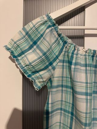 Blusa C&A cuadros verde-blanco