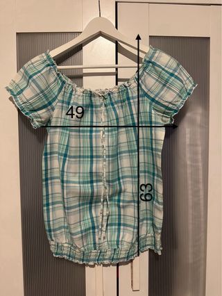 Blusa C&A cuadros verde-blanco