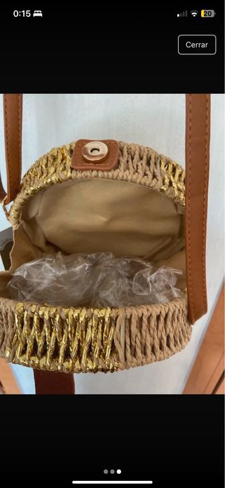 Bolso Redondo Beige y Dorado