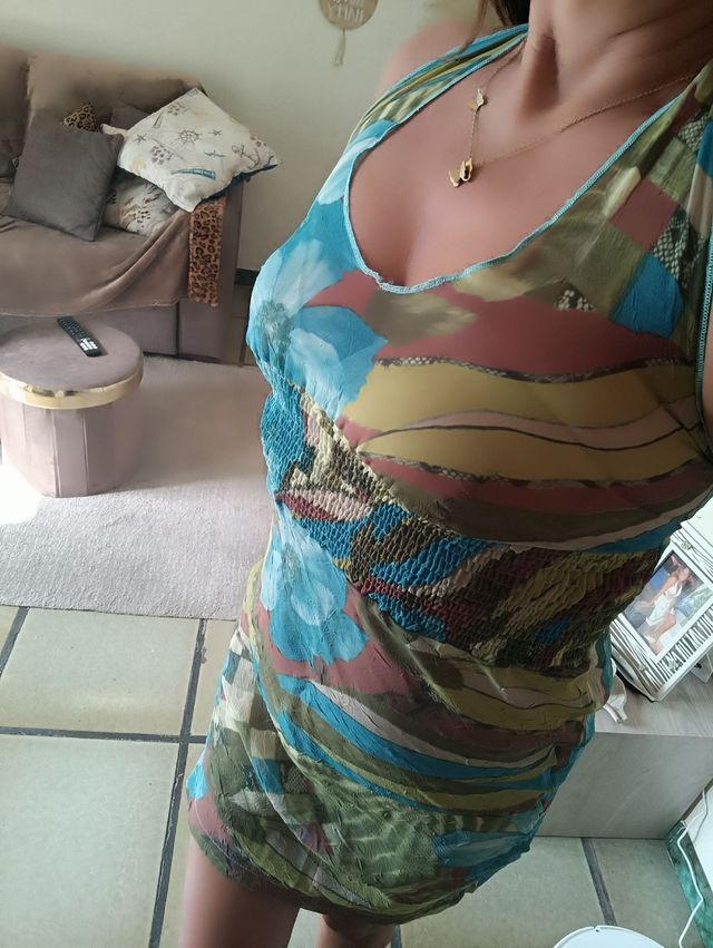 Abito copricostume fantasia verde-turchese