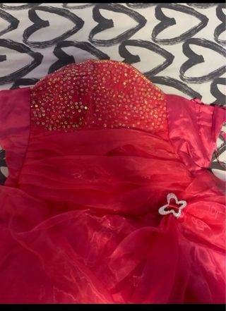Vestido niña fiesta rosa-rojo