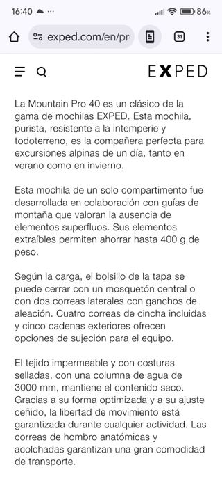 Mochila Exped Mountain Pro 40L