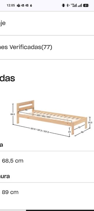 Cama LUFE 90 -madera blanca.
