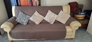 Divano pelle beige 3 posti