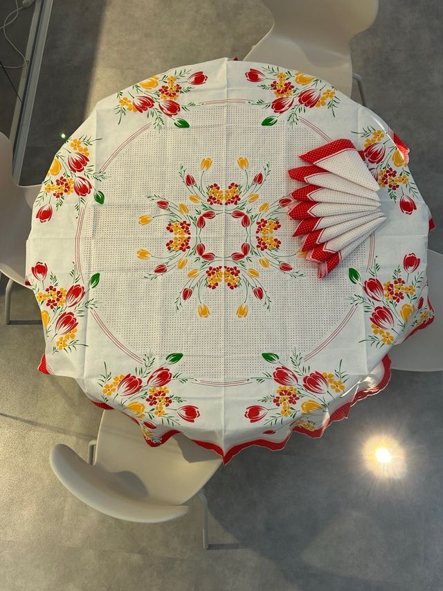 Tovaglia e tovaglioli cotone - rossa e bianca