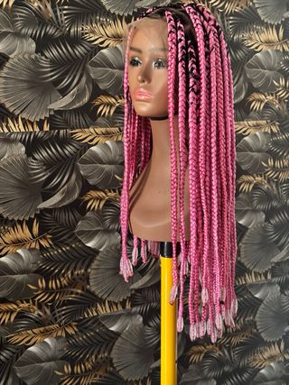 Peluca trenzas rosa-negra