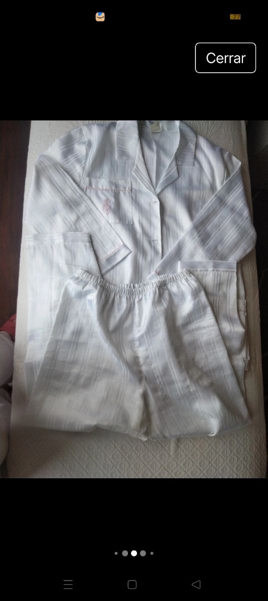 Pijama satinado raso blanco