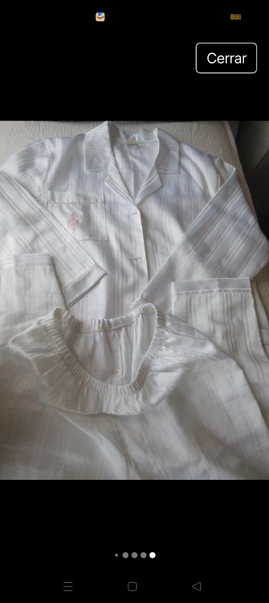 Pijama satinado raso blanco