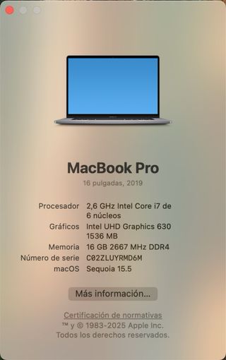 MacBook Pro 16” - Core i7 - teclado Inglés - 2019