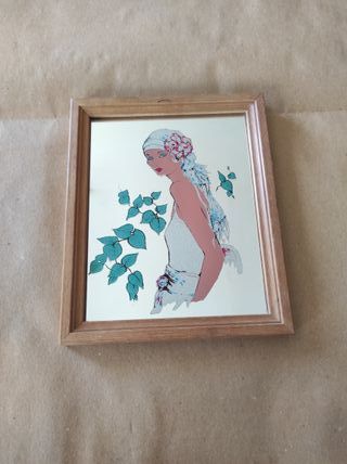 Piccolo Specchio vintage donna con bandana e fiori