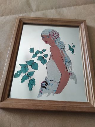 Piccolo Specchio vintage donna con bandana e fiori