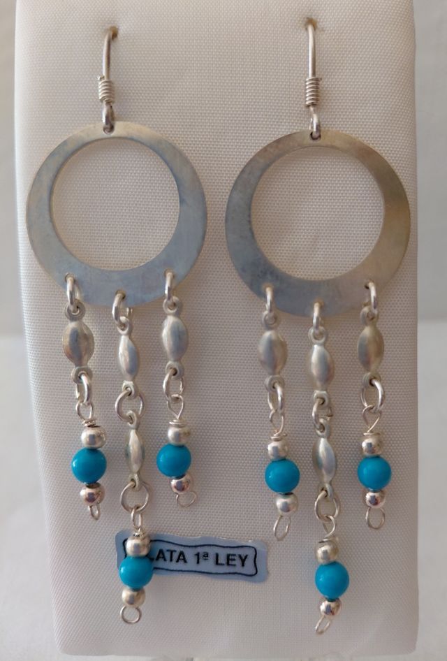 Pendientes plata turquesa largos