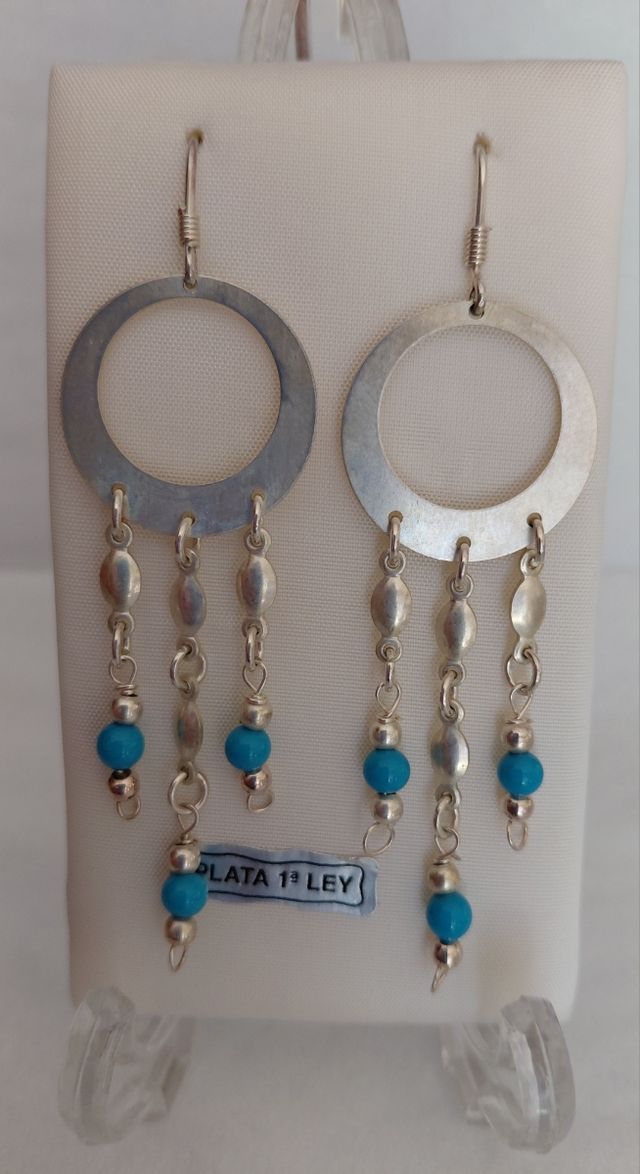 Pendientes plata turquesa largos