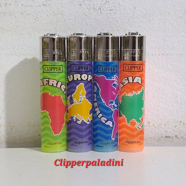 4 Accendini Clipper Mappa Mondo