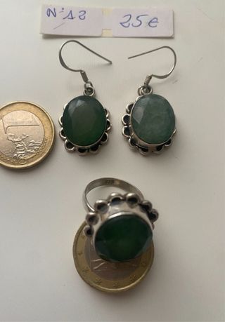 Juego joyas plata esmeralda