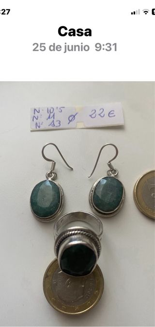 Juego joyas plata esmeralda