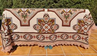 Vintage Manta para cama Kelim costura hecha a mano