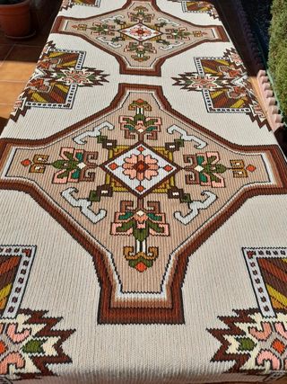 Vintage Manta para cama Kelim costura hecha a mano