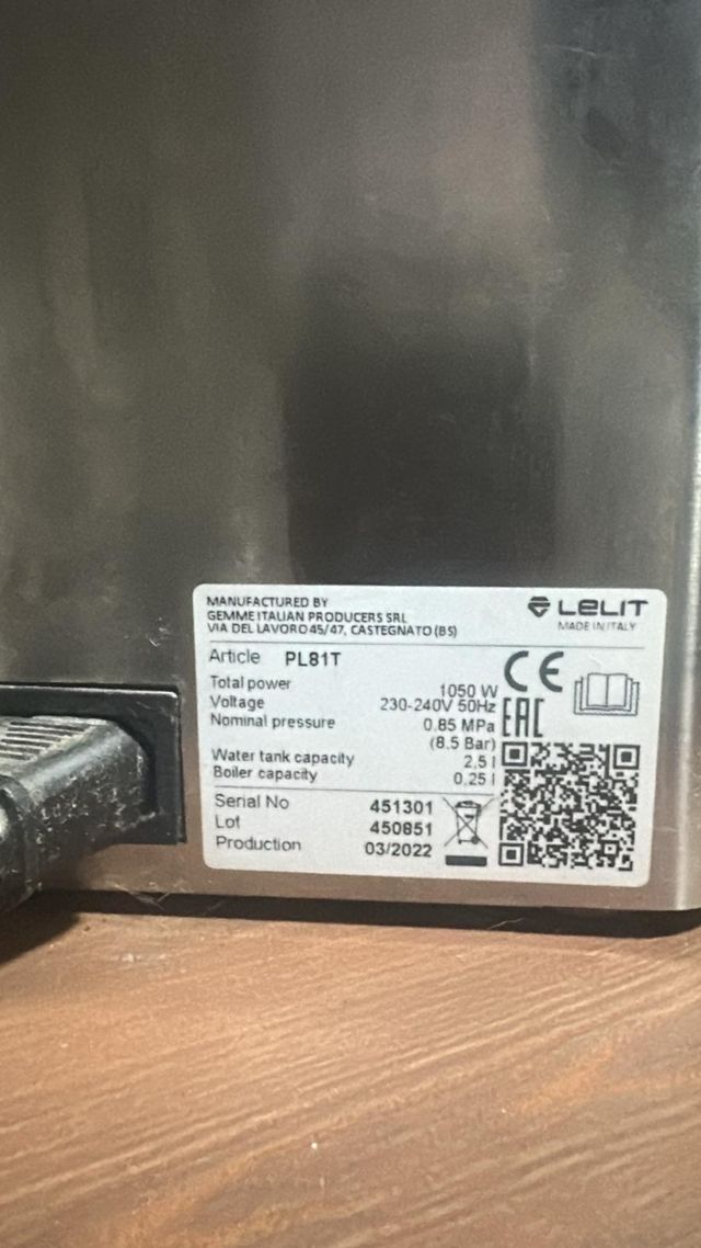 ☕Cafetera Espresso Lelit PL81T Grace☕