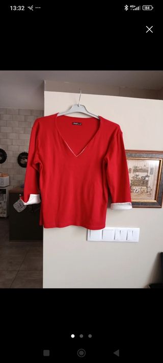 Jersey rojo elástico manga 3/4