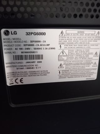TV LG 32" negra
