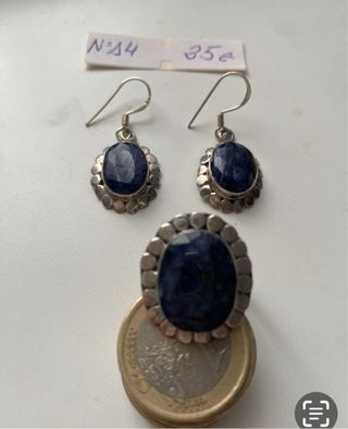 Juego joyas plata zafiro azul