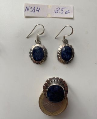 Juego joyas plata zafiro azul
