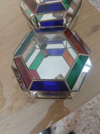 2 lámparas techo vintage multicolor