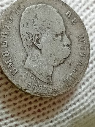 2 Monete Argento Regno Italia 1886-1887