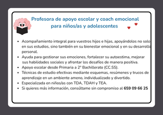 Clases apoyo escolar niños/as y adolescentes