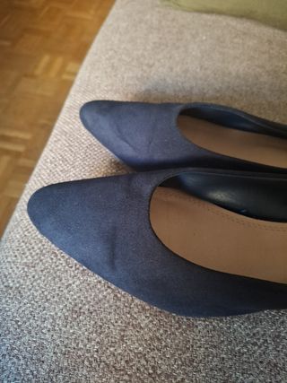 Zapatos planos azul marino de ante