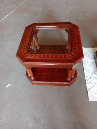 Mesa centro y mesita - Madera y cristal