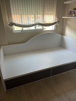 Cama nido 90cm blanca y marrón.con cajones