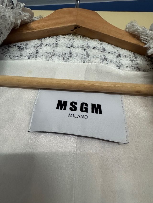 Chaqueta ISGM tweed blanca y gris