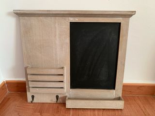 Cuadro pizarra colgador llaves madera