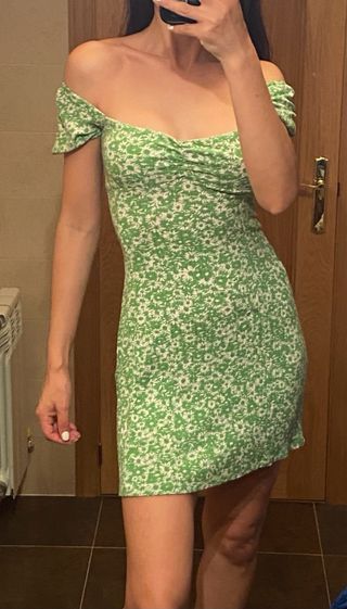 Vestido flores verde XS
