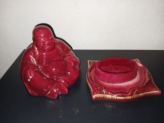 Portagioie Buddha Ceramica Rosso Vintage