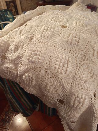 Colcha crochet algodón blanco