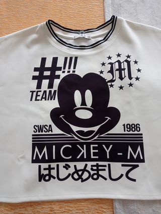Camiseta ancha Mickey Mouse blanca