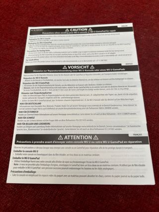 Manual y folletos originales Wii U