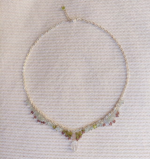Collana pietre verdi e azzurro chiaro pendenti