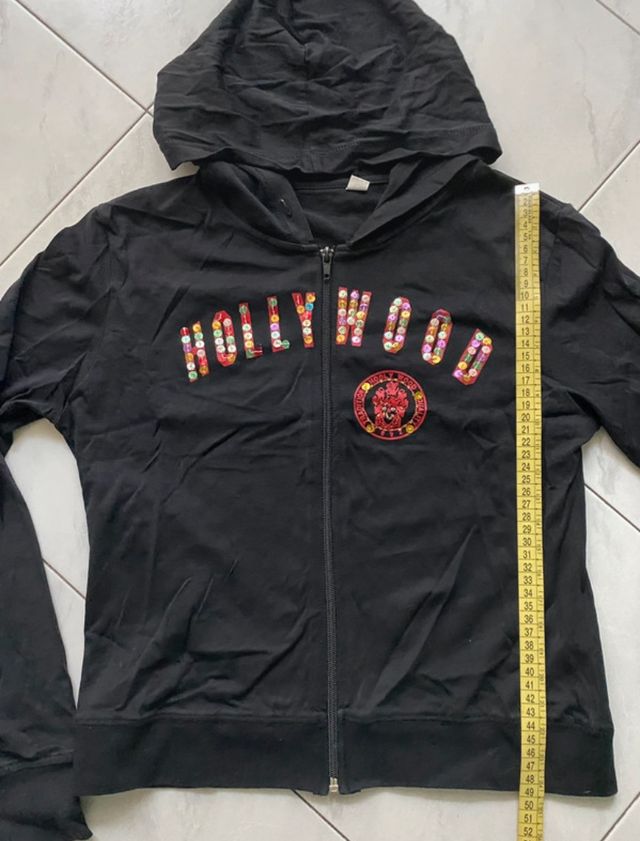 Felpa nera donna con cappuccio Tg XS