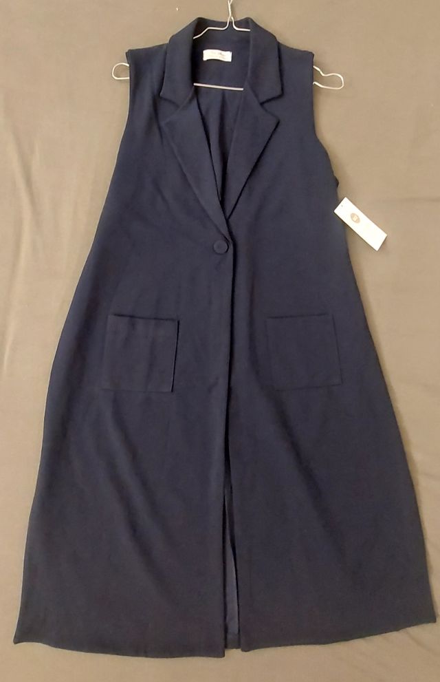 Chaleco largo azul marino