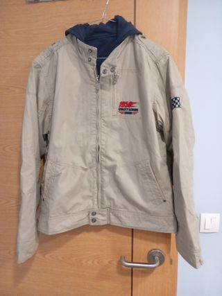 Cazadora con capucha beige y azul - Talla S-M