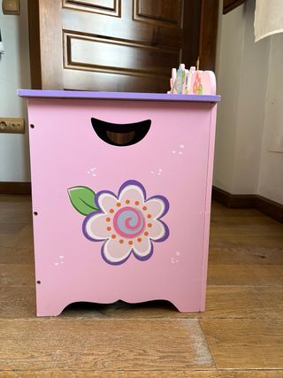 2 bauli in legno per bambini - fiori, farfalle