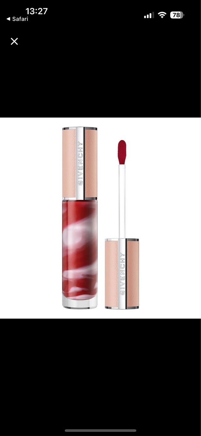 Givenchy Rose Perfecto Liquid Lip Balm – tono 37 Rouge Graine Bálsamo líquido labial de efecto glossy, con 24 h de hidratación, efecto voluminizador y tratamiento, en elegante envase marmolado.