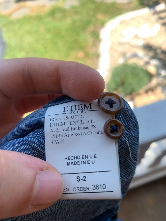 Camisa Etiem azul algodón