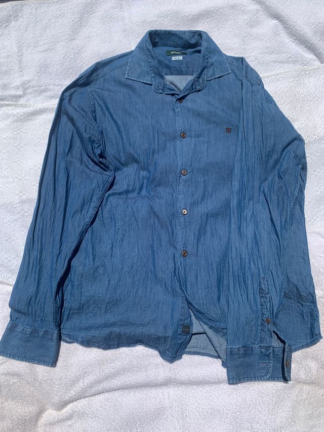 Camisa Etiem azul algodón