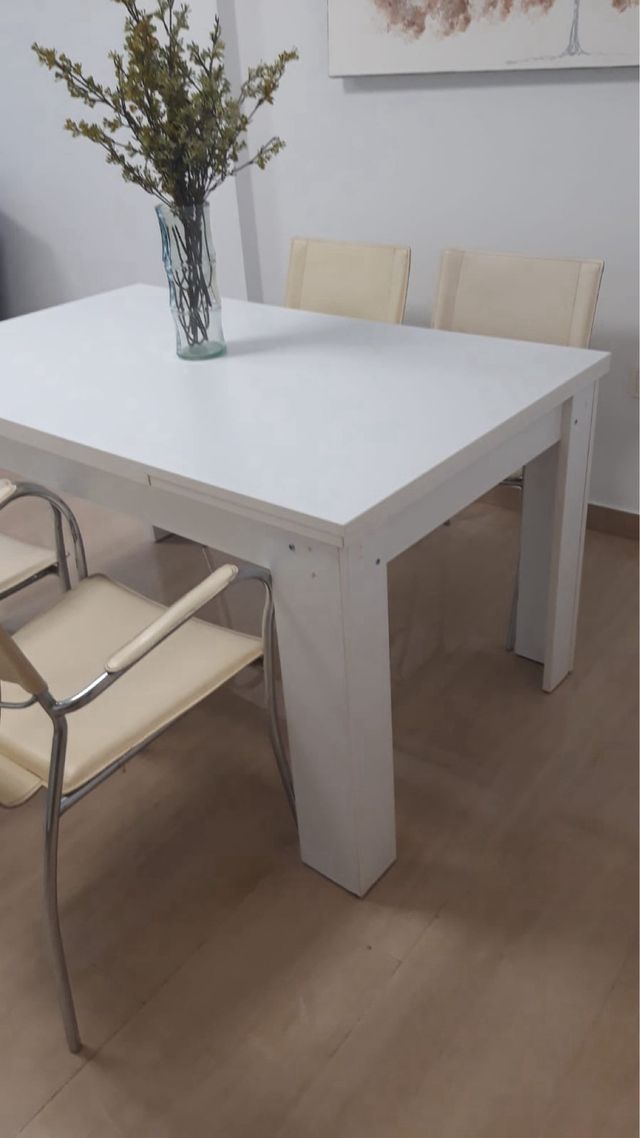 Mesa comedor blanca + 4 sillas